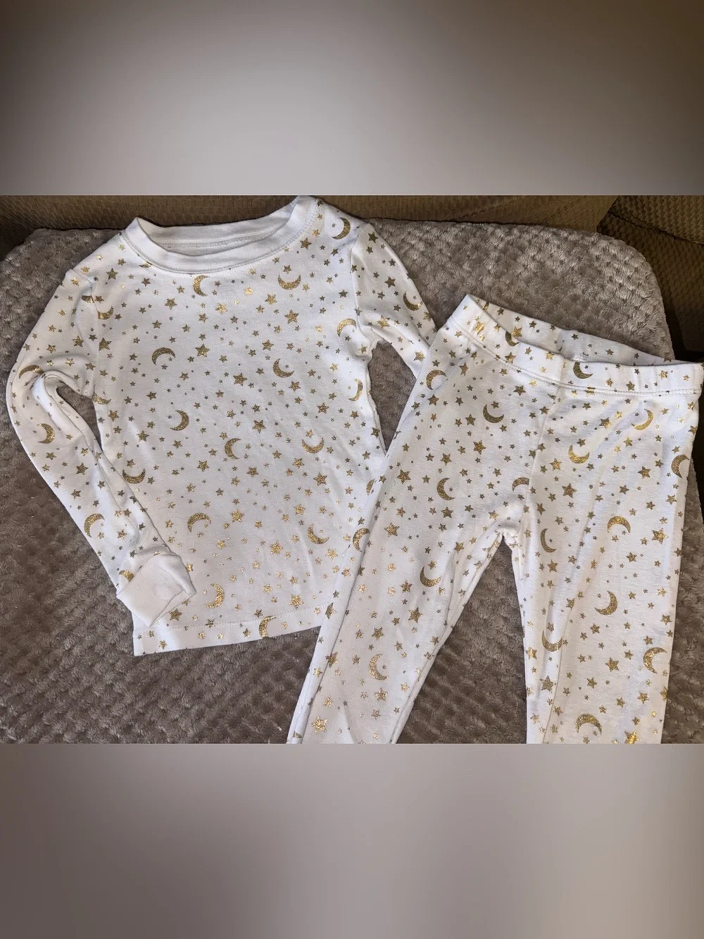 wonder nation White Pajama Set with Gold Moon & Star Print